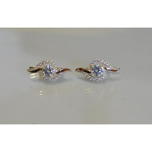 Серебряные серьги с накладками из золота (072с)