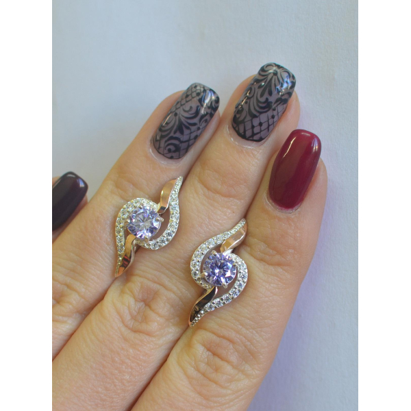 Серебряные серьги с накладками из золота (072с)