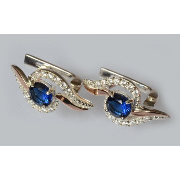 Серебряные серьги с накладками из золота (072с)