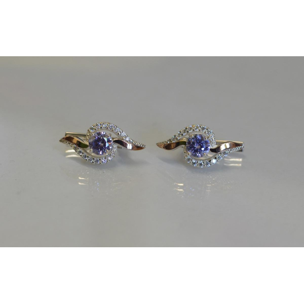 Серебряные серьги с накладками из золота (072с)