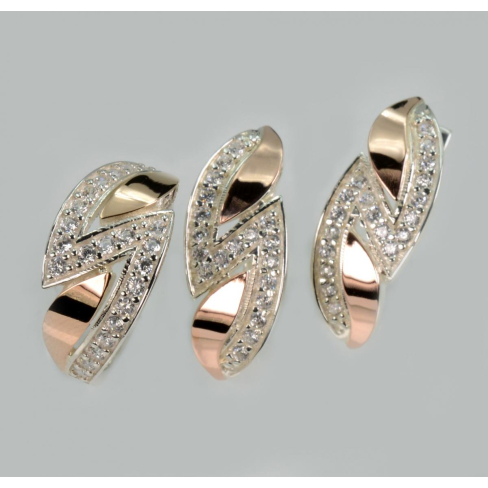 Срібний набір із золотими пластинами