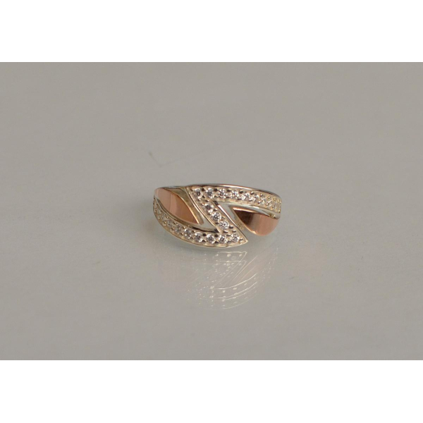 Серебряное кольцо с накладками из золота (073к)