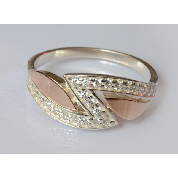 Серебряное кольцо с накладками из золота (073к)