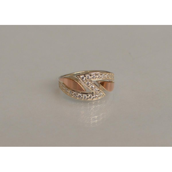 Серебряное кольцо с накладками из золота (073к)