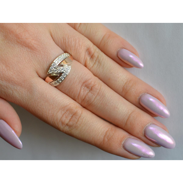 Серебряное кольцо с накладками из золота (073к)