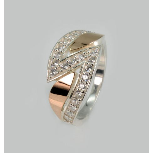 Серебряное кольцо с накладками из золота