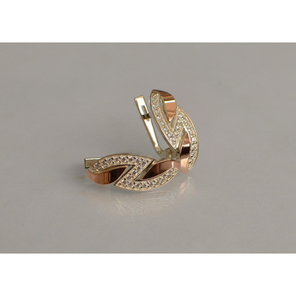 Серебряные серьги с пластинами из золота (073с)