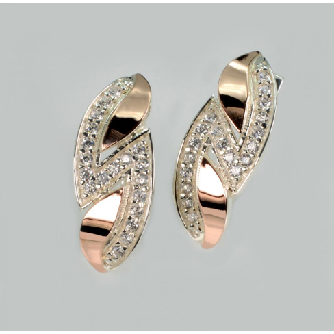 Серебряные серьги с пластинами из золота