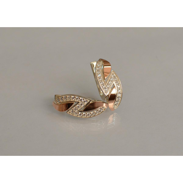 Серебряные серьги с пластинами из золота (073с)