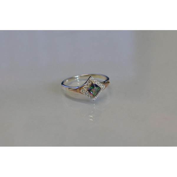 Серебряное кольцо с накладками из золота074 (074к)