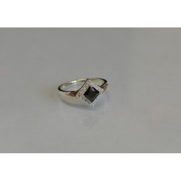 Серебряное кольцо с накладками из золота074 (074к)