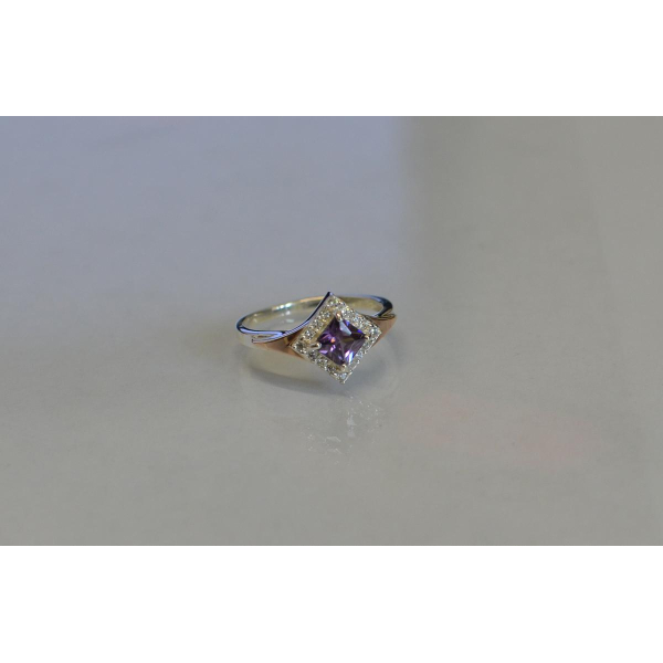 Серебряное кольцо с накладками из золота074 (074к)