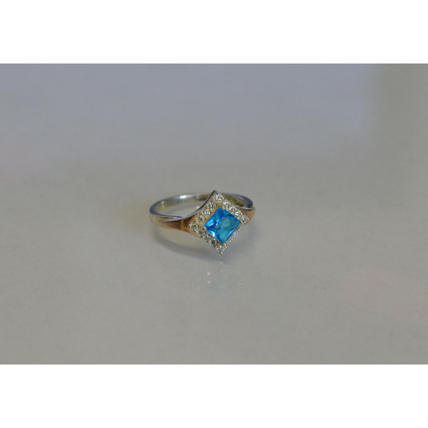 Серебряное кольцо с накладками из золота074 (074к)