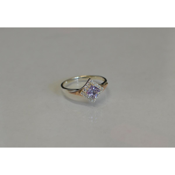 Серебряное кольцо с накладками из золота074 (074к)