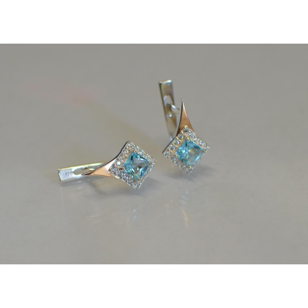 Серебряные серьги с золотыми напайками (074с)