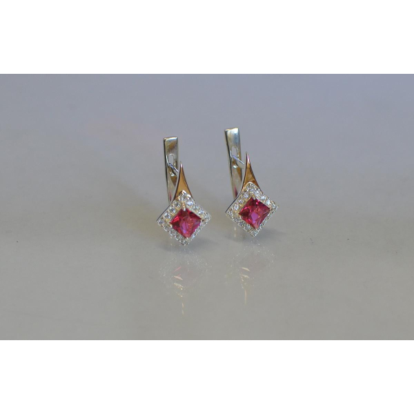 Серебряные серьги с золотыми напайками (074с)