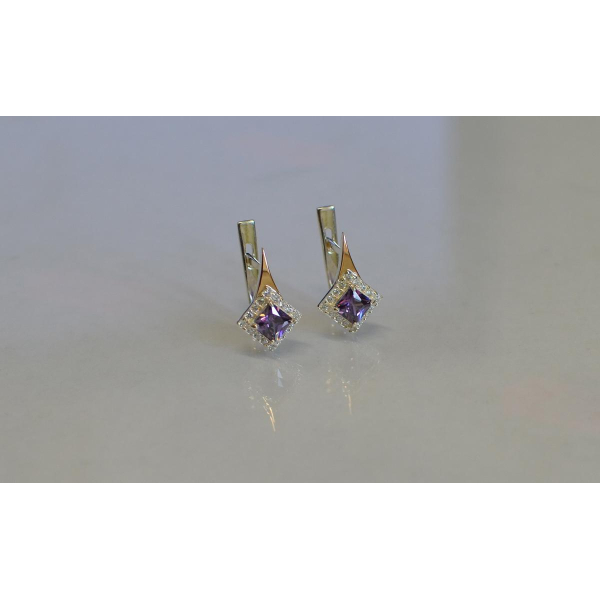 Серебряные серьги с золотыми напайками (074с)