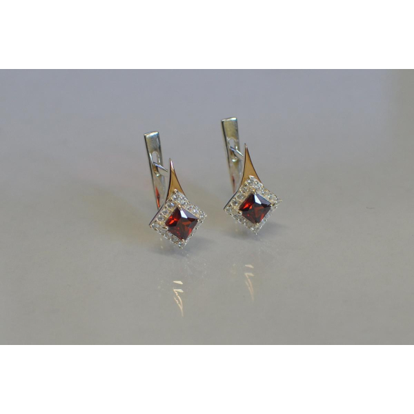 Серебряные серьги с золотыми напайками (074с)