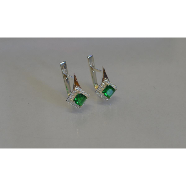 Серебряные серьги с золотыми напайками (074с)