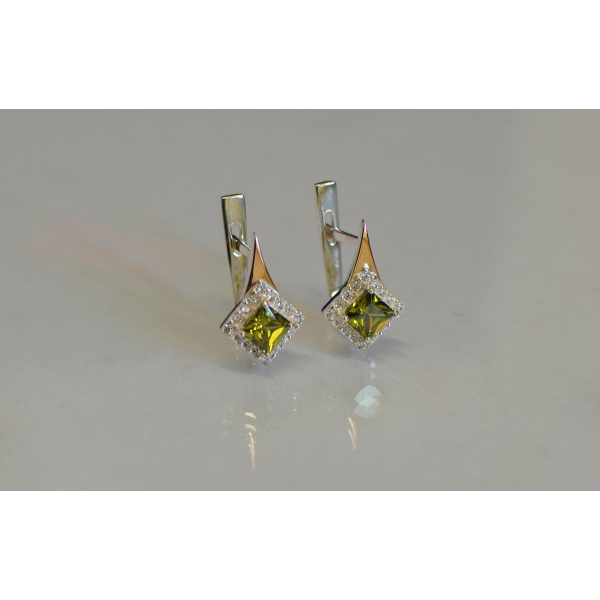 Серебряные серьги с золотыми напайками (074с)