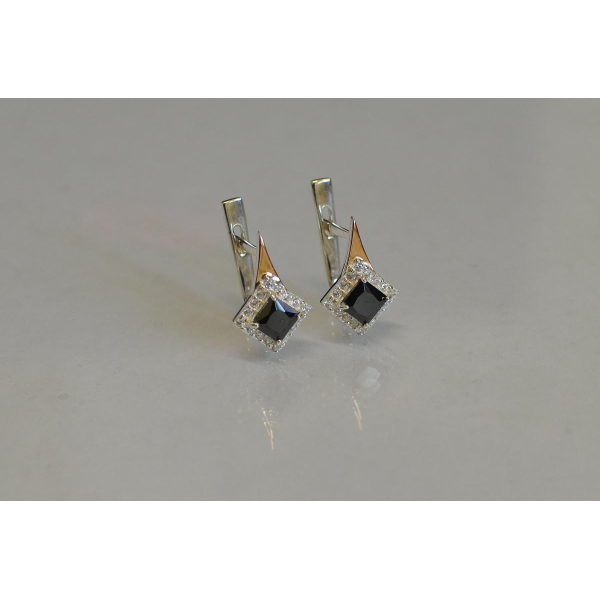 Серебряные серьги с золотыми напайками (074с)