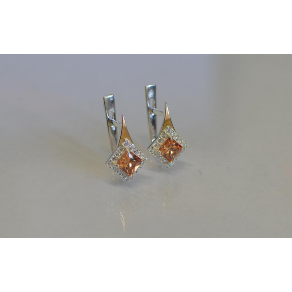 Серебряные серьги с золотыми напайками (074с)