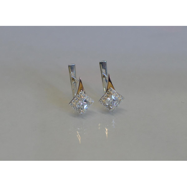 Серебряные серьги с золотыми напайками (074с)