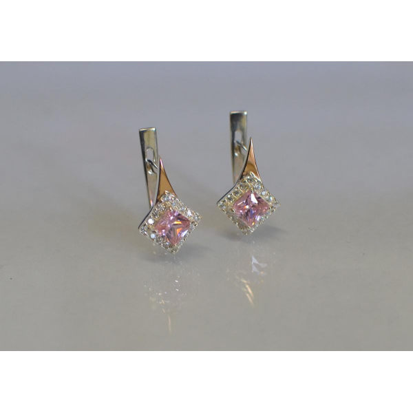 Серебряные серьги с золотыми напайками (074с)