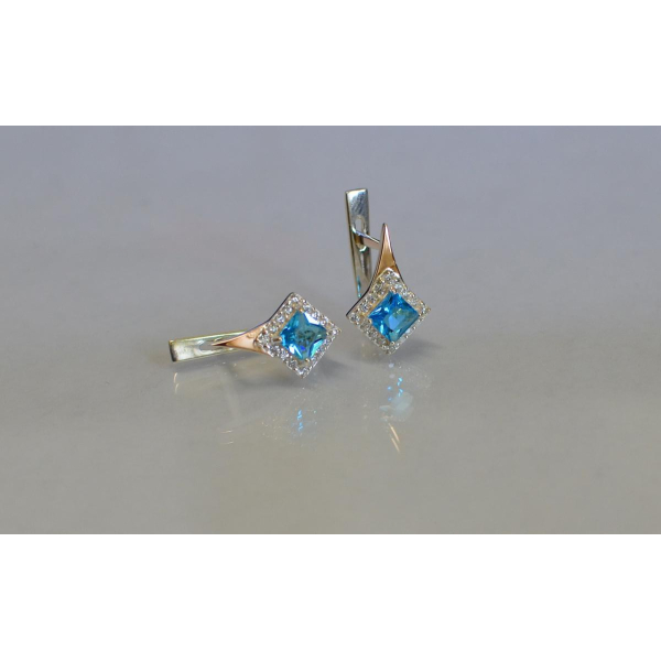 Серебряные серьги с золотыми напайками (074с)