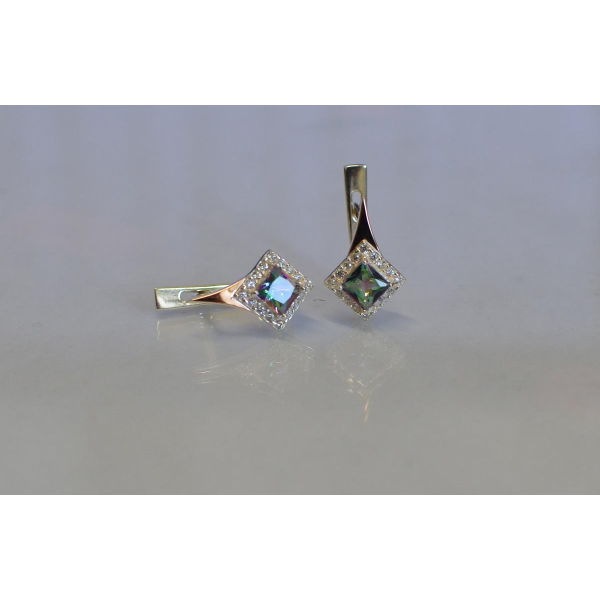 Серебряные серьги с золотыми напайками (074с)