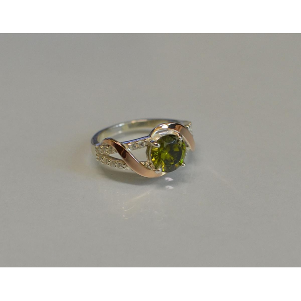 Кольцо серебряное  с золотыми накладками (075к)