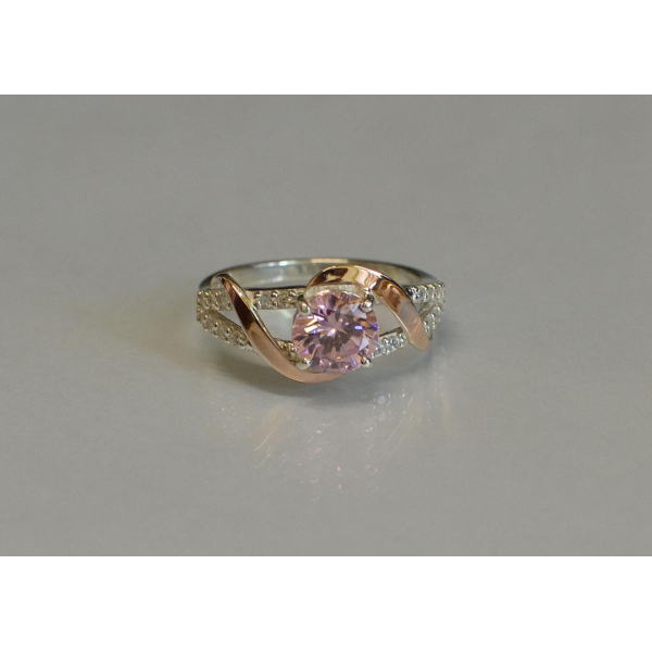 Кольцо серебряное  с золотыми накладками (075к)