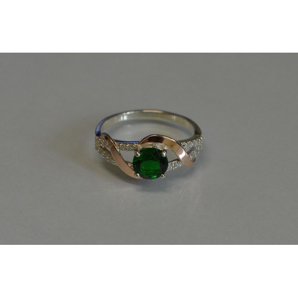 Кольцо серебряное  с золотыми накладками (075к)