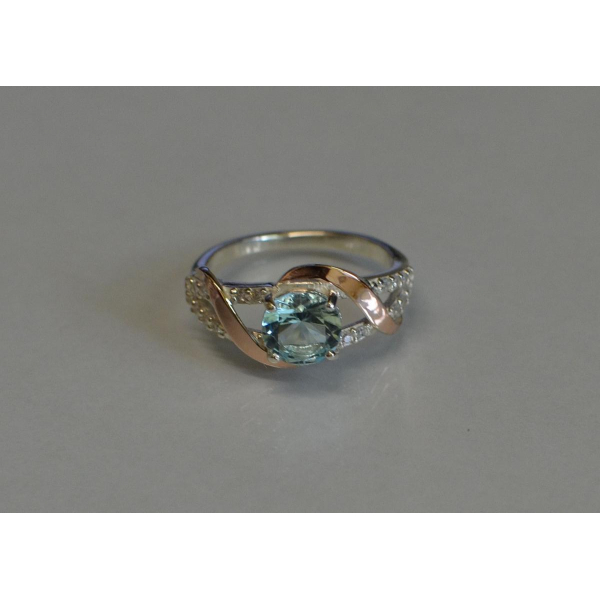 Кольцо серебряное  с золотыми накладками (075к)