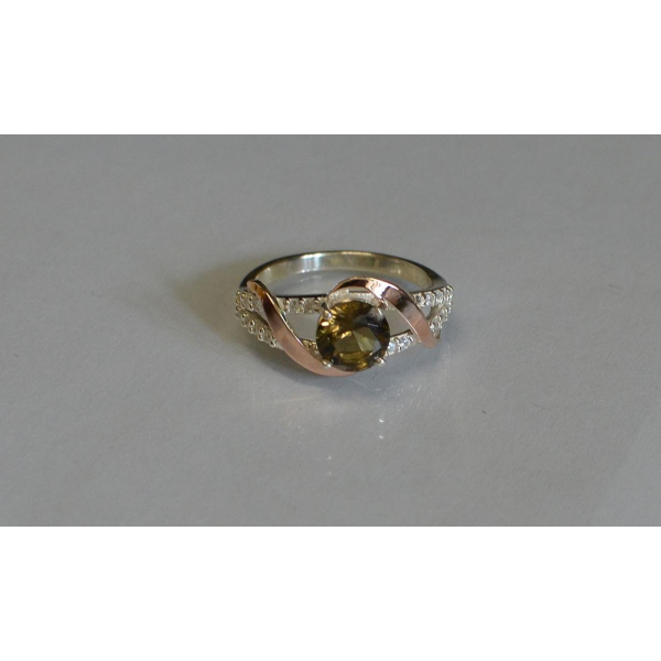 Кольцо серебряное  с золотыми накладками (075к)