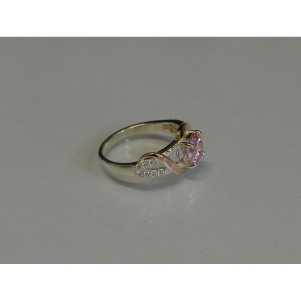 Кольцо серебряное  с золотыми накладками (075к)