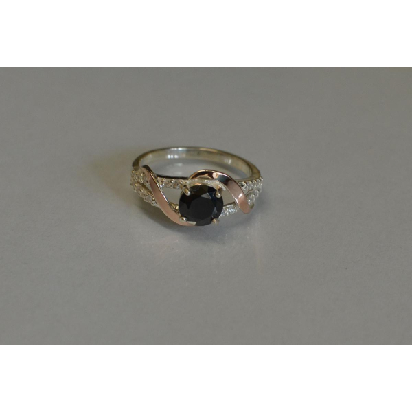 Кольцо серебряное  с золотыми накладками (075к)