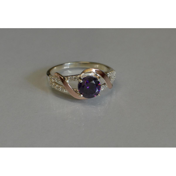 Кольцо серебряное  с золотыми накладками (075к)