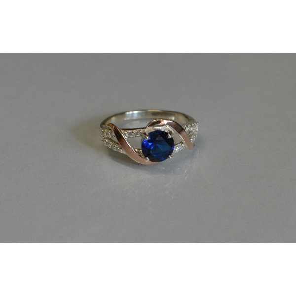 Кольцо серебряное  с золотыми накладками (075к)