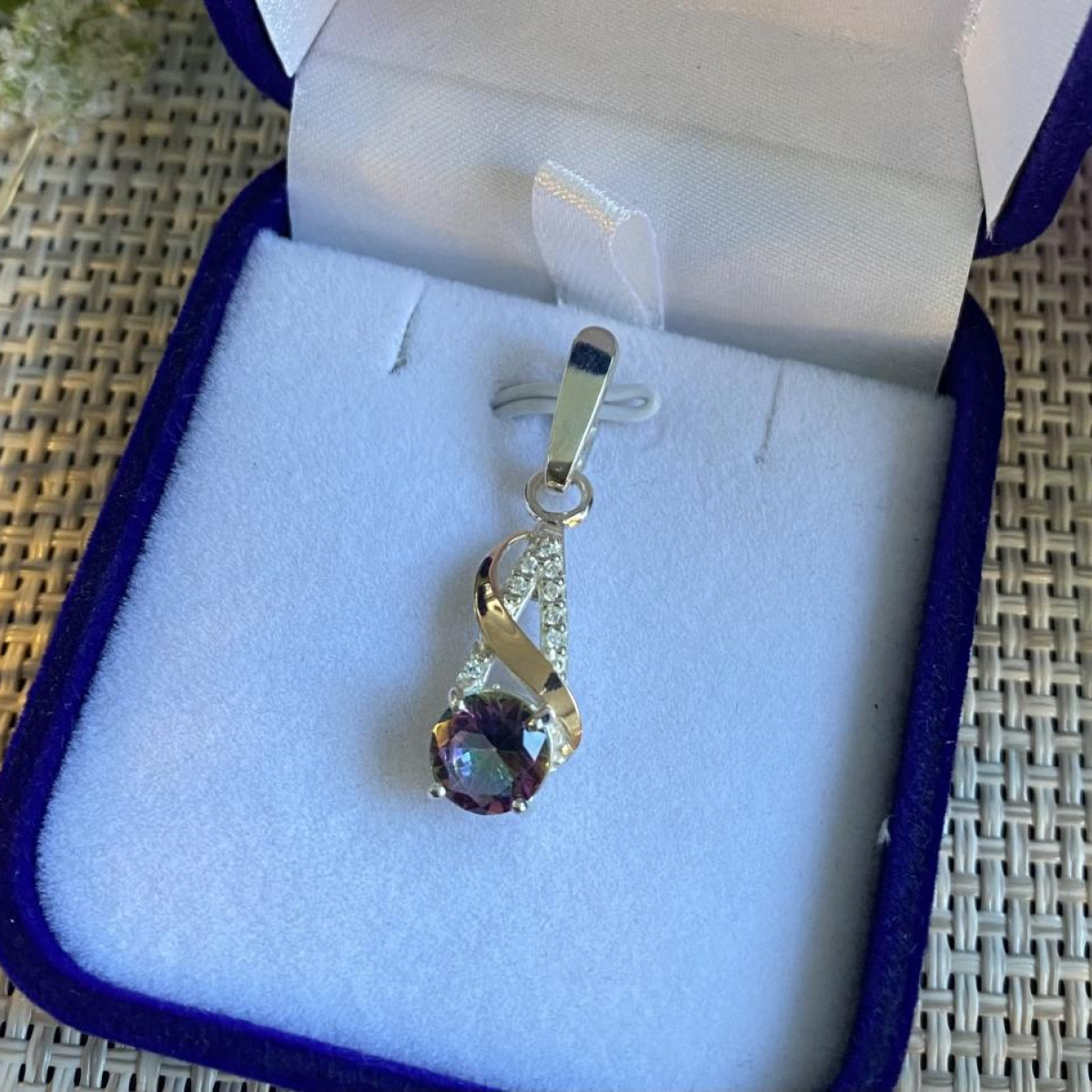 Серебряная подвеска с золотими вставками (075п)