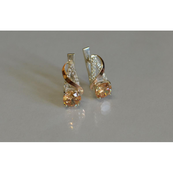 Серьги из серебра и золота (075с)