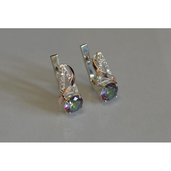 Серьги из серебра и золота (075с)