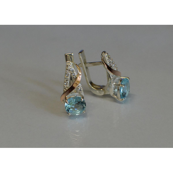 Серьги из серебра и золота (075с)