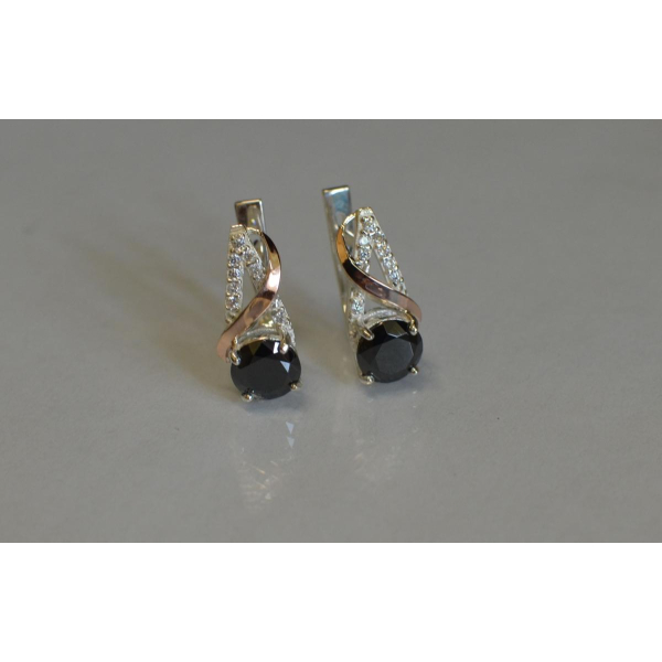 Серьги из серебра и золота (075с)