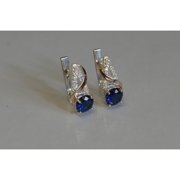 Серьги из серебра и золота (075с)