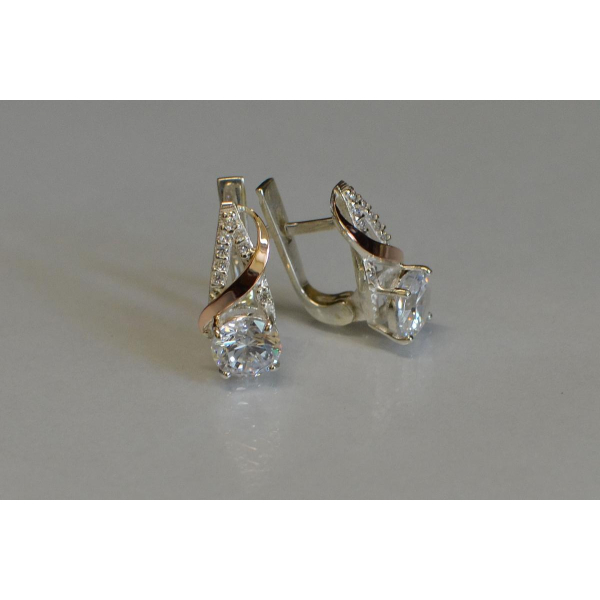 Серьги из серебра и золота (075с)