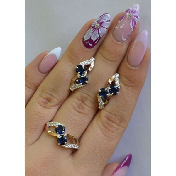 Серебряный набор серьги и кольцо (076)