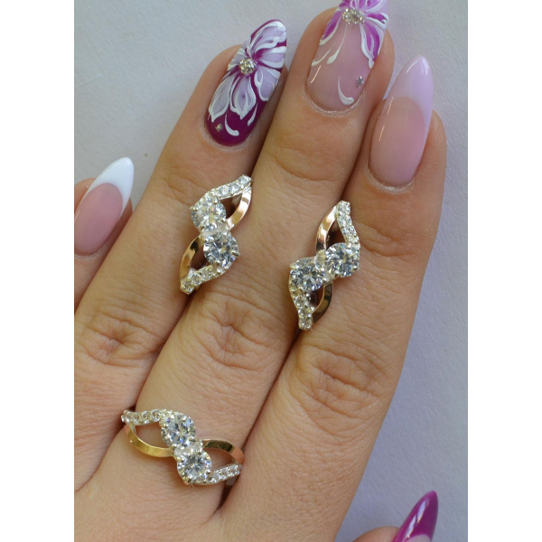 Серебряный набор серьги и кольцо (076)