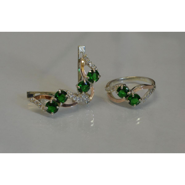 Серебряный набор серьги и кольцо (076)