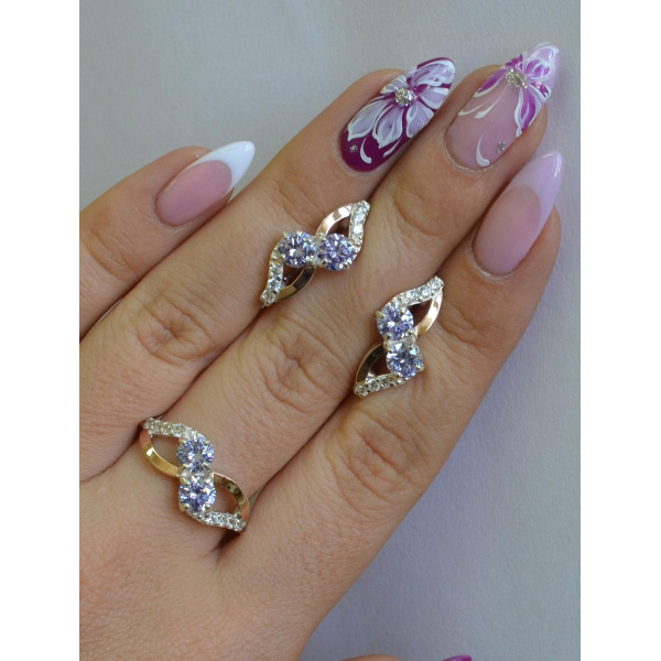 Серебряный набор серьги и кольцо (076)